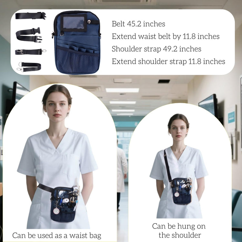 Nursing Fanny Pack,Nurse Waist Pouch,Medical Gear Pockets Adjustable Waist Strap/Multi Compartment/Multicolored Suitable for Nurses,Caregivers,and Other Practitioners（Blue） Blue