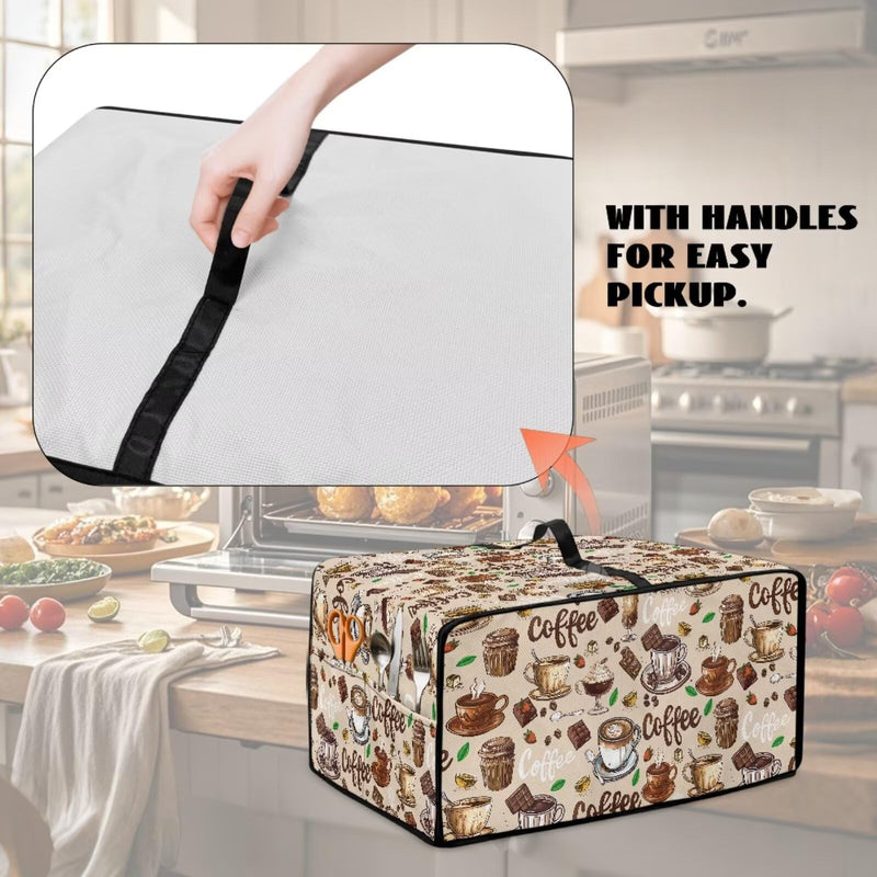 Coffee Chocolate Cake Print Toaster Oven Cover with Top Handle, Heavy Duty Dust-proof Microwave Oven Cover Compatible with Most Toasters Ovens (Medium-14.5 * 18.46 * 9 inches) M-16.1*19.71*10 inches Brown-Coffee Chocolate Cake Print