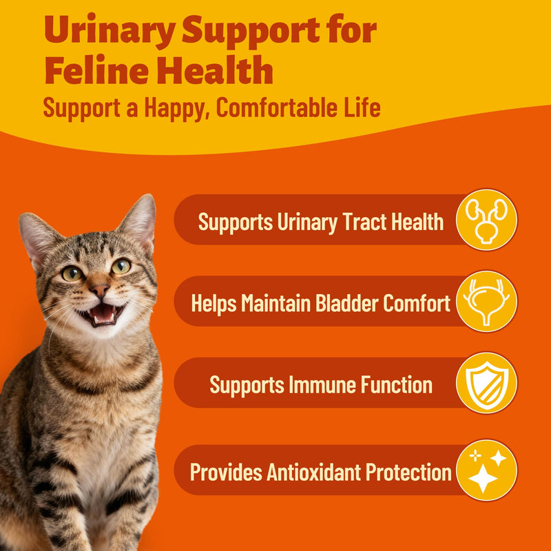 Cat Urinary Tract Health Supplement with 20% Cranberry, D Mannose, Marshmallow Root & Salmon Oil - Urinary Tract & Bladder Control - Vet-Recommended Crunchy Chews - Chicken 7.76oz