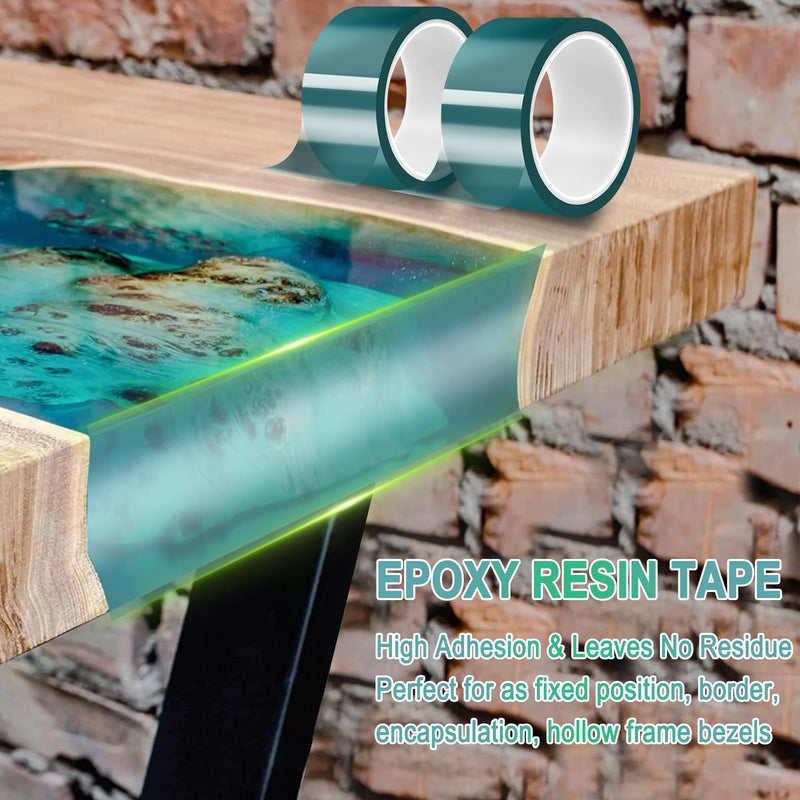 Matio Resin Tape for Epoxy Resin Molding, Upgrade Adhesive Epoxy Resin Tape 2IN W x 108FT L High Temperature Resistance Tape Easy Peel Epoxy Release Tape for DIY Jewelry,River Table,Hollow Frame Bezel