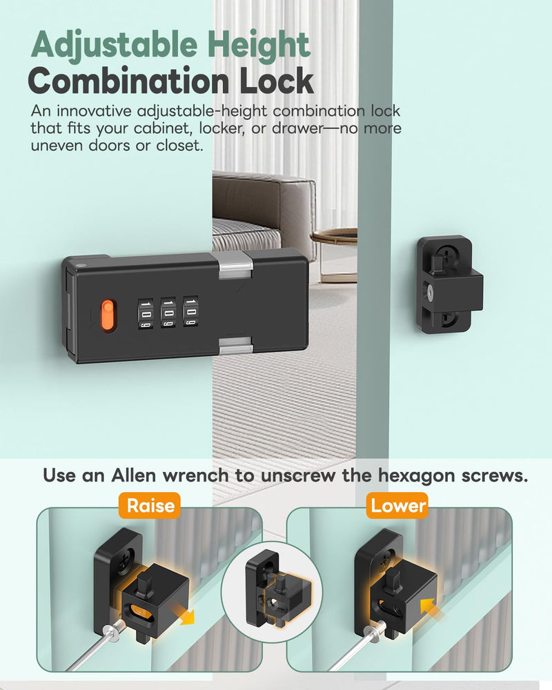 180 Degree Barn Door Combination Lock, 3 Digit Password Keyless Home Security Lock for Kitchen Cabinet, Drawer, Locker, Sliding Closet Doors - Sturdy and Practical Gate Latch (1, Black) 1