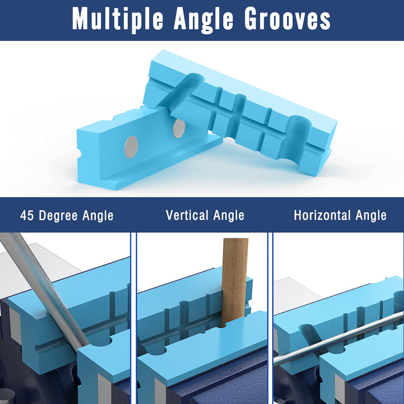 5 Inch Magnetic Vise Jaw Pads Covers, 1 Pair Retention Vice Jaw Pads Universal Jaw Covers with Multiple Angle Grooves Design, Vice Soft Jaws for Woodworking, Jewelry Making, Plumbing 5inch