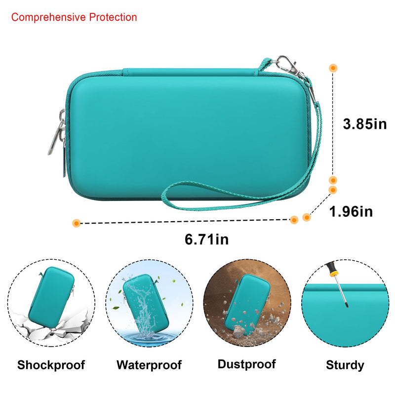 Elonbo Carrying Case for Etekcity TENS Unit Muscle Stimulator Machine, Hard Travel Organize Bag for Electric Pulse Massager, Extra Mesh Pocket Fits Electrode Pads Lead Wires Charger, Green+Green Green+inside Green