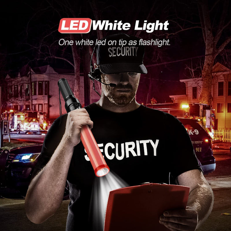 RoadHero 2 Pack Traffic Wand, 16 Inch Led Traffic Control Wands with 3 Flashing Modes, Air Marshaling Signal Wand Plus White LED on Tip for Airport, Parking, Car Directing 2 Pack of 16 inch