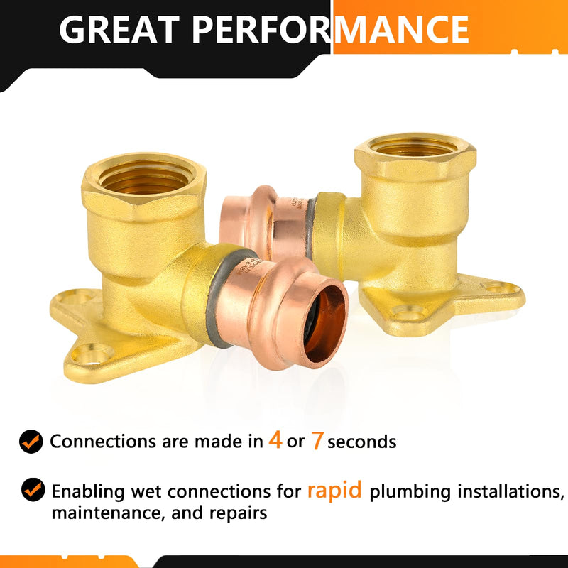 2PC HeSun 3/4" Copper Press X 3/4" Female NPT Drop Ear Elbow(PRESS061-2) 2 3/4" X 3/4" Female
