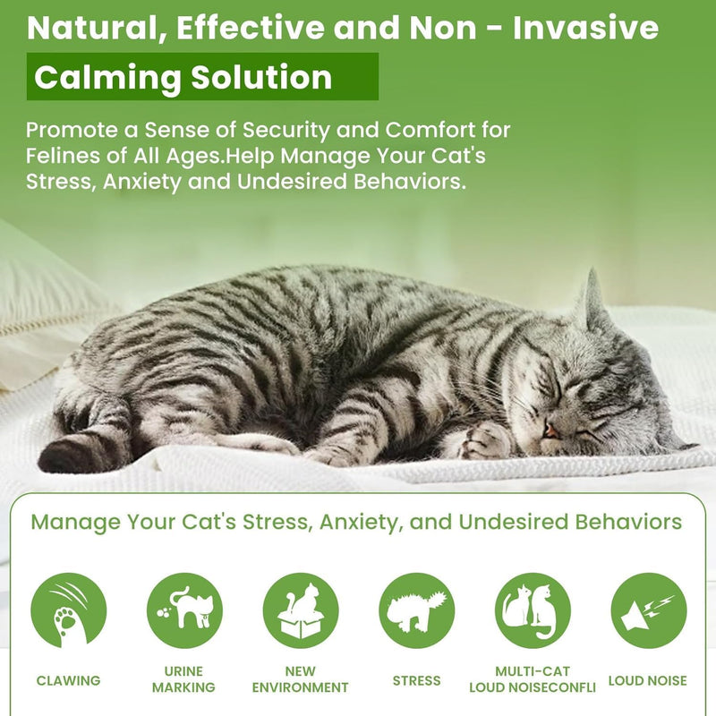 Cat Pheromone Diffuser to Calm Cats - Calming Diffuser Kit with 2 Plug-Ins & 6 Refills, Stress & Anxiety Relief to Help Reduce Fighting, Drug-Free for Peace at Home
