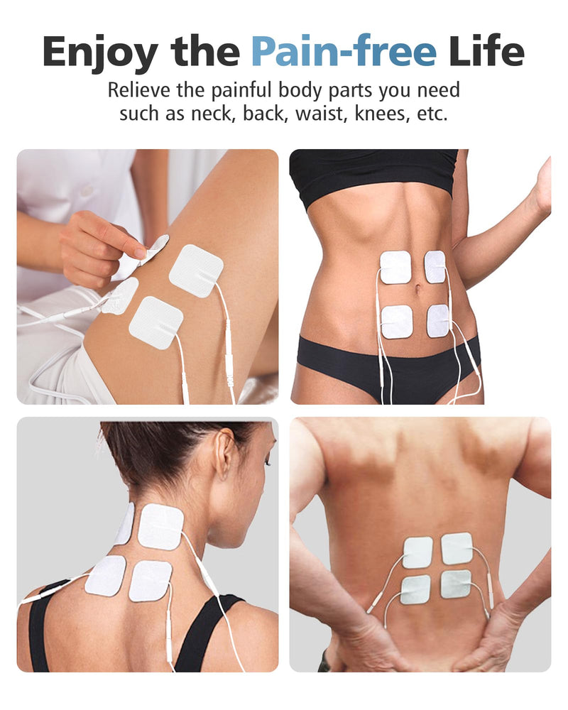 TENS Unit Replacement Pads 40PCS Value Pack, BHK-TENS Reusable Latex-Free Electrodes Pads Compatible with AUVON TENS, TENS 7000 Unit, Neocarbon TENS, Comfytemp TENS, Etekcity TENS, TENKER TENS(White) 40pcs White