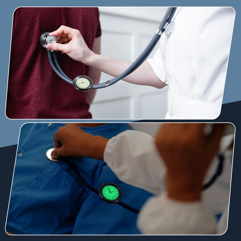 1 Pcs Glow in The Dark Stethoscope Watch Nurse Gift Clip on Pocket Clock with Second Hand 2025 CNA Week Appreciation Accessories for Doctor Clinic Staff (Black) 1 Black