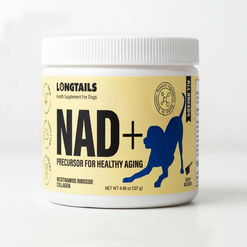 NAD+ Precursor Senior Dog Supplement - Cognitive & Longevity - NMN Alternative Powder with 200mg Nicotinamide Riboside (NR) and 1,500mg Hydrolyzed Collagen - Made in USA, 30 Scoops, Up to 60 Days