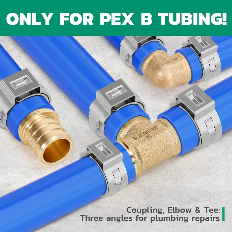 OURU 32PCS 1/2 Inch PEX Fittings Kit, 16 Elbows, 8 Tees, 8 Couplings 1/2" x 32PCS