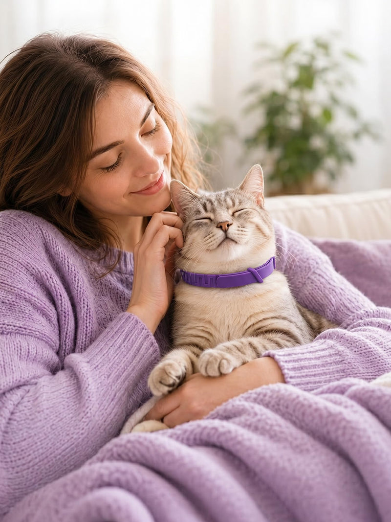 Calming Collar for Cats, 4 Pack – Waterproof Cat Calming Collars for Anxiety Relief and Stress, Breakaway Adjustable Pheromone Collar for Cats, Small Pet Dog & Puppy (Purple, Small) Purple Small(Cat)