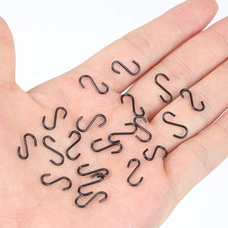 100 Pieces 1/2 Inch Mini S Hooks Small S Hooks Stainless Steel S Shaped Hooks for Crafts, Jewelry and Hanging (Black) Black 100
