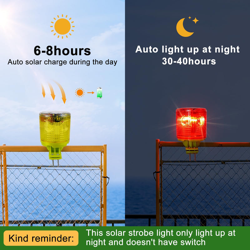 Aolyty Solar Strobe Warning Light IP54 Waterproof LED Flashing Safety Light Bright Warning Lamp Outdoor for Construction Traffic Dock Marine Beacon Road Signs (Blue) Blue - NewNest Australia
