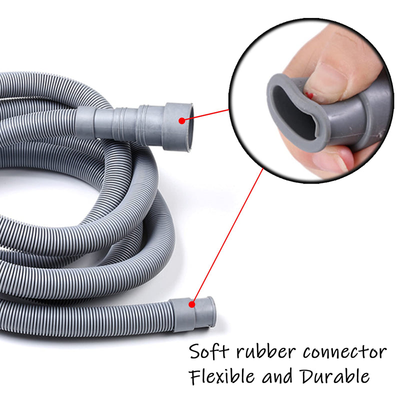 HLMOptimo 6 Feet Universal Washing Machine Drain Hose Flexible Dishwasher Drain Hose Extension Kits Corrugated Washer Hose w/ 1 Adapter 4 Hose Clamps 1 U-Bend Hose Holder