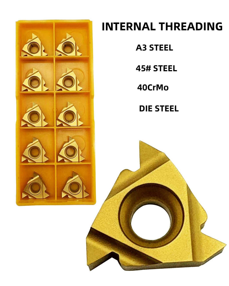 5/8 inch HSMT16-16K16 Right Hand Internal Threading Boring Bar with 11pcs 16IR AG60 Carbide Inserts + 10pcs Replacement Screws, Good Seismic Performance for Steel and Stainless Steel 5/8in holder +16IR AG60 Inserts