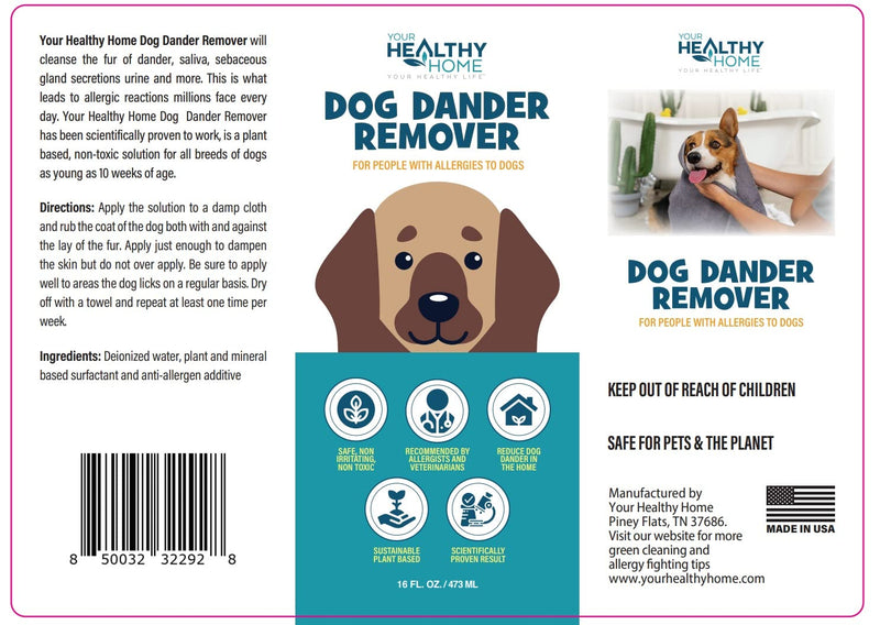 Dog Dander Remover & Allergy Relief Spray|All Natural Effective Treatment for Dog Allergies| Aloe Vera Free, Cruelty Free & Made in USA (16oz) 1 Pack - PawsPlanet Australia