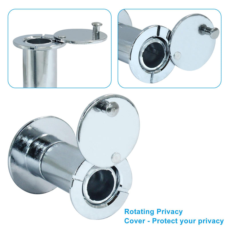 Door Viewer Peephole with Rotating Privacy Cover, Wide Viewing Angle Peep Holes with Drill Bit, Door Holes for Housing Home Hotel - 2 Pcs - Mirror Polished Chrome