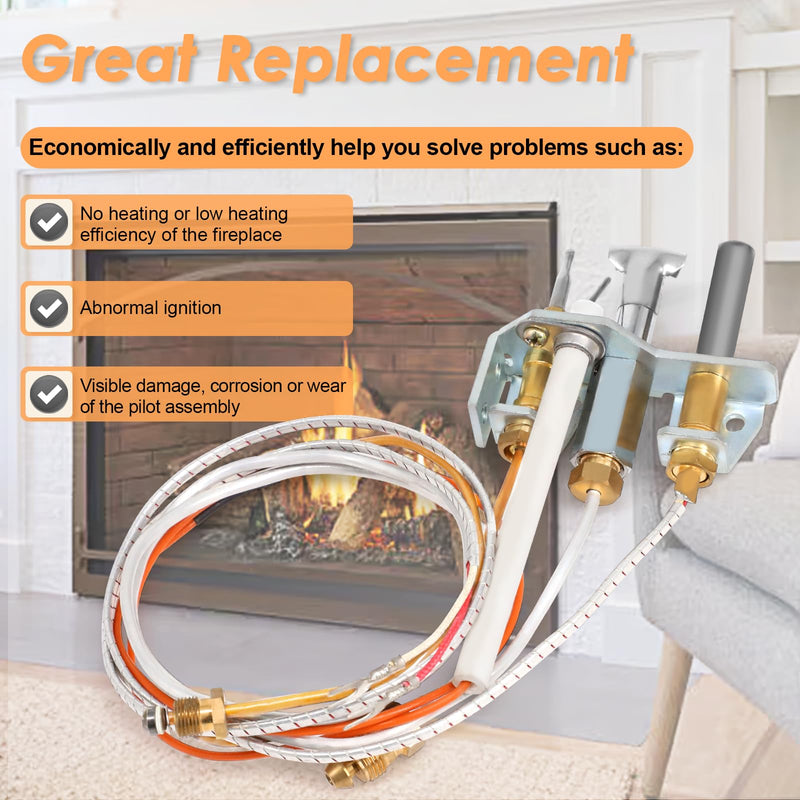 4021-733 Pilot Assembly Kits Propane Gas for Heat N Glo, Heatilator Fireplaces, 25661 Pilot Assembly with Thermocouple, Thermopile Replacement Parts for Heatilator Gas Stoves 4021-733 Propane Gas