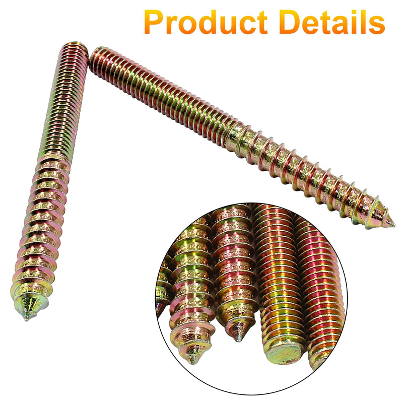 Biaungdo 3/8-16 x 4 Hanger Bolts, 8 Pcs Self-Tapping Screw Hanger Bolts Double Headed Bolts Wood Dowel Screw Bolts Furniture Accessories for Wood Joint 3/8-16 x 4"