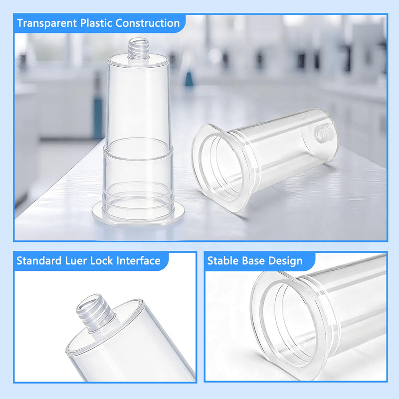 100 Pack Luer Lock Adapters, Transparent Needle Holder Connectors | Luer-compatible transparent connectors designed for laboratory sample handling and industrial workflows.
