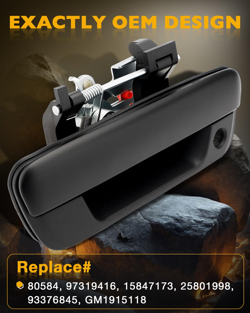 Metal Tailgate Handle, Compatible with 2004-2012 Chevy Colorado & GMC Canyon, 06-08 Isuzu i-280, i-290, i-350, i-370, Exterior Rear Tail gate Liftgate Latch Lock with Keyhole, OE# 80584, GM1915118 Metal Tailgate Handle w/keyhole