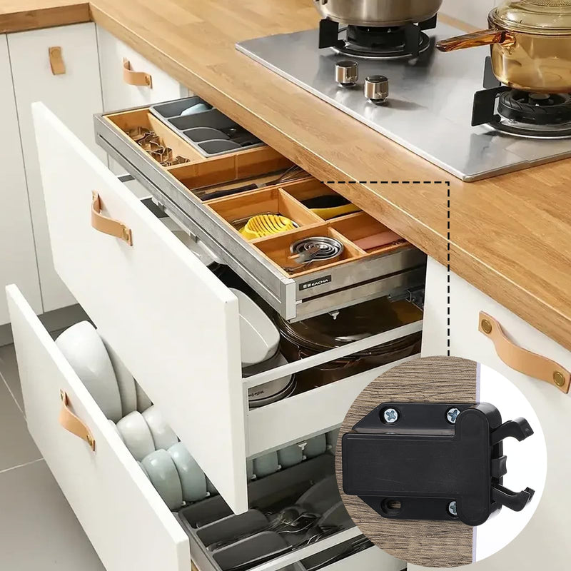 4Pack Push Latches for Cabinets, Push to Open Catch Lock,Safe Rebound Self-Locking Device Drawer Catch Push to Open Door Latch Cabinet Hardware for Cabinet Drawer Wardrobe Kitchen Door