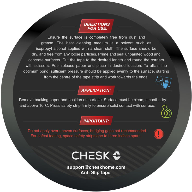 CHESK Grip Tape BLACK Anti Slip Tape for Stairs Waterproof 2in x 30Ft Indoor/Outdoor Stair treads Non Slip Skateboard Grip Tape Friction Non Skid Tape Steps Strips Adhesive Shower Floor Grips stickers 2in x 30 ft