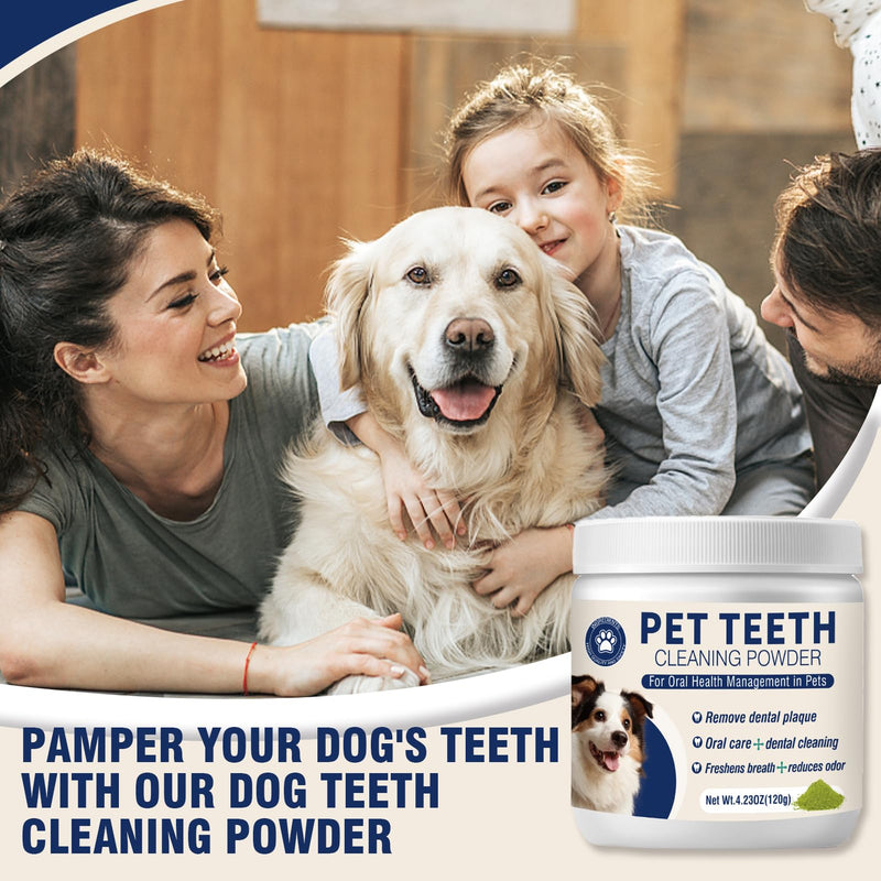 Dental Powder for Dogs Teeth Fresh Breath and Teeth Cleaning Contains Natural Ingredients and Probiotics Dental Powder Dog Tartar and Plaque Removes Tooth Cleaner for Dogs 120g (60-Day Supply) 4.23Ounce