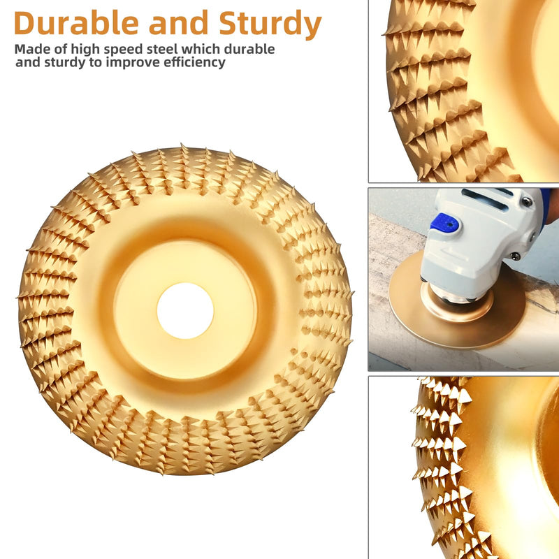 Angle Grinder Wood Disc Set,Three Pcs Wood Carve Kit, 4" and 1/2 with 5/8" Arbor for Angle Grinder, Wood Shaping Wheel, Stump Grinding Tools for Cutting,Grinding,Carving (3 PCS Carving Disc Set) 3 PCS Carving Disc Set