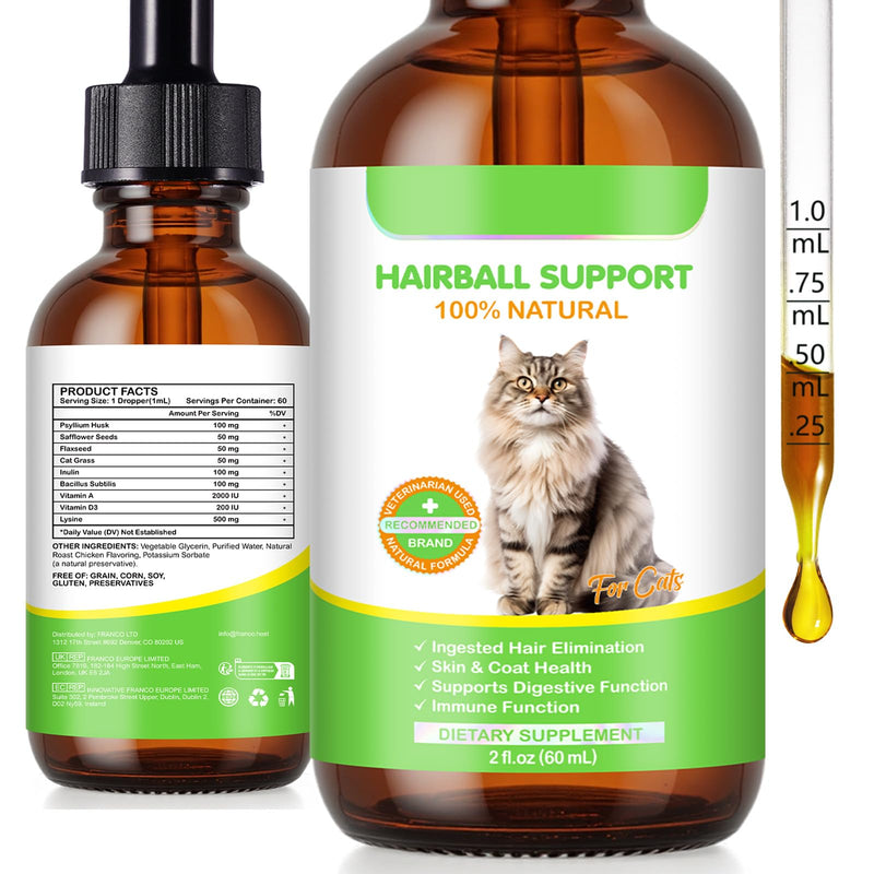 Hairball Relief for Cats, Natural Cat Hairball Treatment with Natural Ingredients & Vitamins - Kitten Furball Treatment, Supports Skin & Coat, Digestion, Immune Support for All Cats (1)