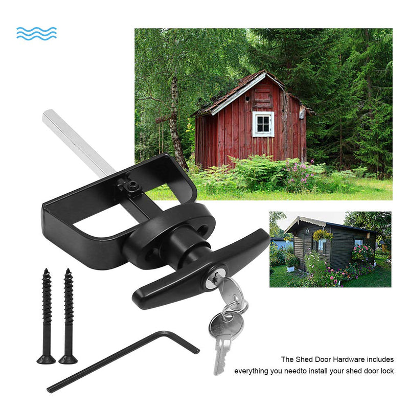 4-1/2" Stem Shed Door T-Handle Lock Kit with 2 Keys and 2 Screws for Storage Gate Barn Shed Garage Door Lock