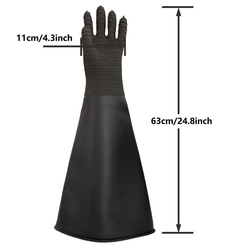 Heavy Duty Sandblasting Gloves 24.8" Rubber Gloves for Sandblaster Protective Safety Work Black Striped Glove