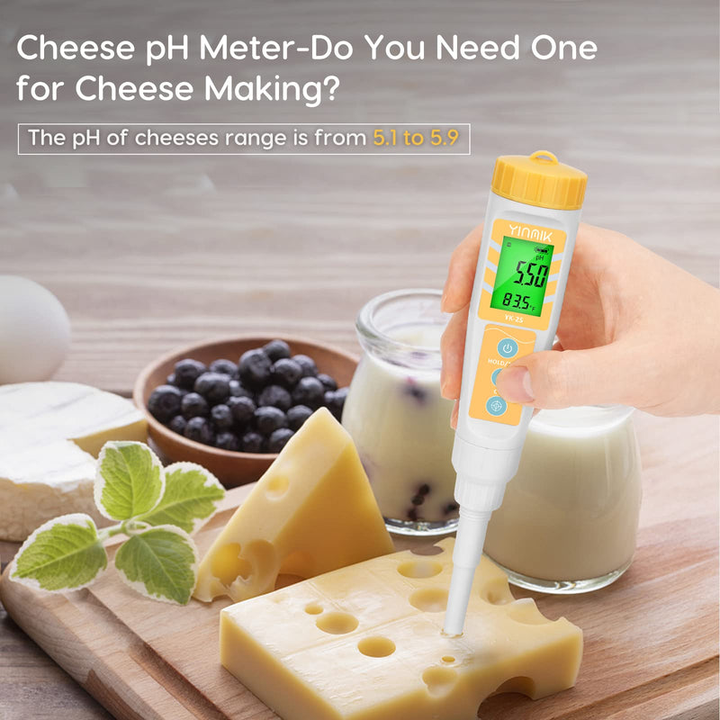 Digital pH Meter for Food, pH Probe for Sourdough and Bread Dough, Checking The pH of Fermenting Sausages and Salami, Waterproof pH Tester for Solid and Liquid Soft Soil Sample… pH Meter only