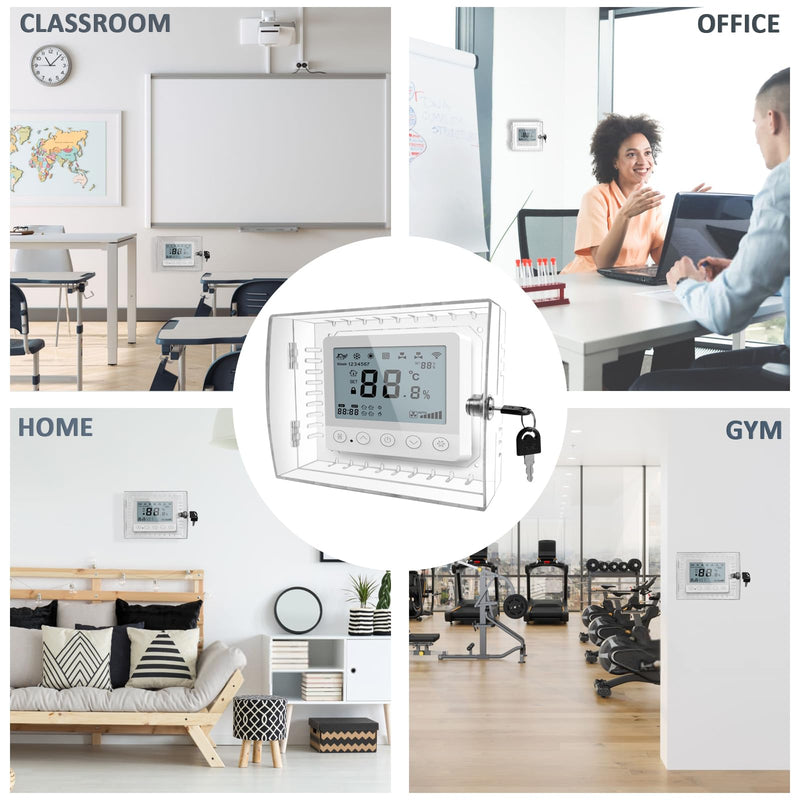 Baby proofing Thermostat Lock Box with Key,Clear Thermostat Cover with Lock for Thermostat on Wall, Thermostat Guard,Universal Thermostat Lock Box Fits Thermostats 4.8" H x 6" W or Smaller 1 PC Key Lock