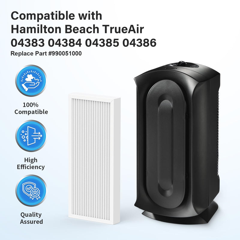 3 Pack True Air Filter Replacement for Hamilton Beach TrueAir 04383 04384 04385 04386 Air Purifier, Replace Part # 990051000 3 HEPA