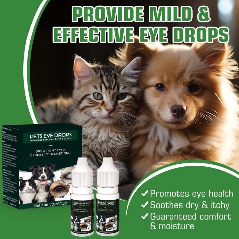 BrennenstuhlCataract Drops for Dogs - Pet Dog Eye Drops for Relieving Eye Itching and Clean Tear Stains - Removing Eye Stains - Improving Clarity - All Natural Pet Eye Health Care (2 X 10 ml) Green