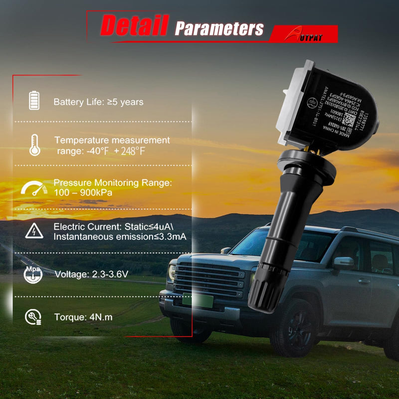 Pre-Programmed TPMS Sensor 315Mhz for:-Chevy Tahoe 2007-2020, Impala 2006-2020, Express 2008-2022, Silverado 2007-2016, Suburban Equinox Avalanche, for:-GMC Yukon 2007-2020, OE#13598771 (4Pcs) Pre-Programmed 13598771 (4)