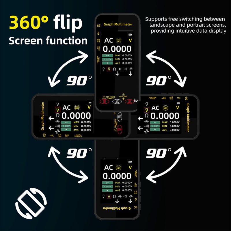 BSIDE Portable Digital Multimeter 20000 Word mV Voltmeter Rechargeable 3.2'' TFT Screen Compact Multimeter with Recording Mode Measure Resistance Capacitance Diode Max Min Ave Calculation