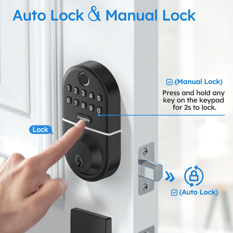 Electronic Keypad Deadbolt, Fingerprint Door Lock,Keyless Entry Digital Lock for Front Door, Smart Deadbolt,Easy Installation