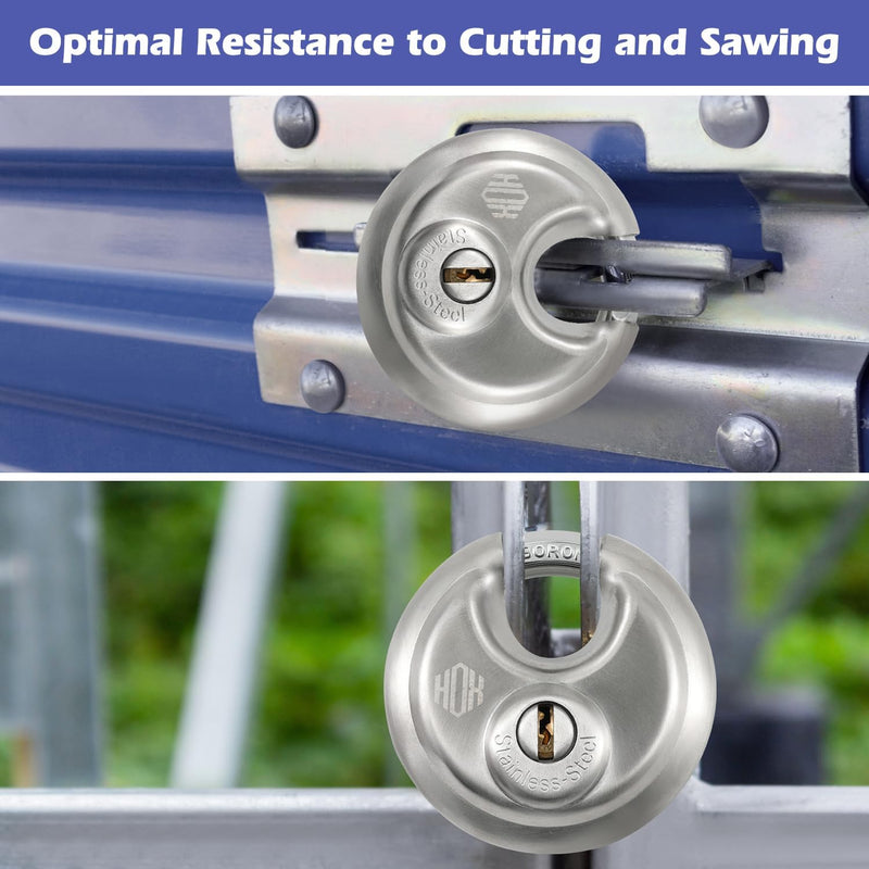 Heavy Duty Padlock with Key – 70mm Stainless Steel Commercial Discus Keyed Lock, High Security, 4 Pack