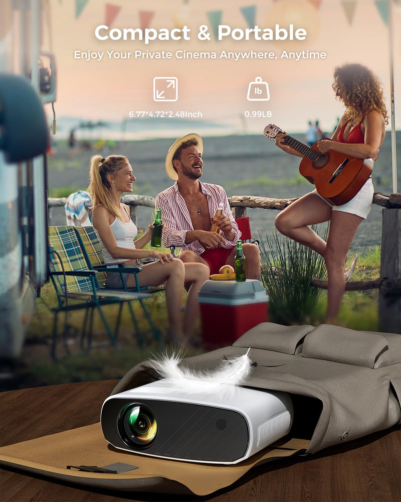 ELEPHAS Mini Projector for iphone, Portable Projector with Tripod, 1080P HD Outdoor Projector, Movie Projector Compatible with Android/iOS/Windows/TV Stick/HDMI/USB BL128MINI