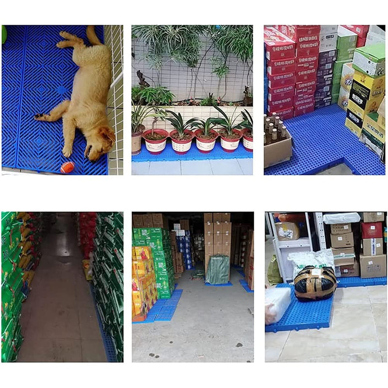 Plastic Pallet, 15.7x15.7x2in Waterproof Storage Grid Pad, Lightweight Nestable Floor Pallets, 2pcs HDPE Breathable Grids Article Racks for Garage Supermarket Basement 2pcs-15.7x15.7x2in