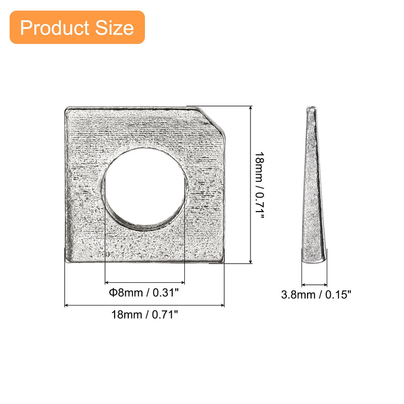 uxcell 5pcs Beveled Square Washers M8x18x3.8 Stainless Steel Missing Angle Flat Gasket for Channel Steel Wedge Shaped Washers for Shim Leveling 5