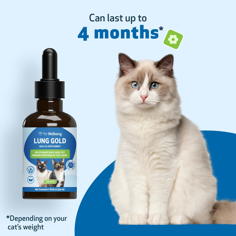 Pet Wellbeing - Lung Gold for Cats - Natural Breathing Support for Felines - 2oz (59ml)