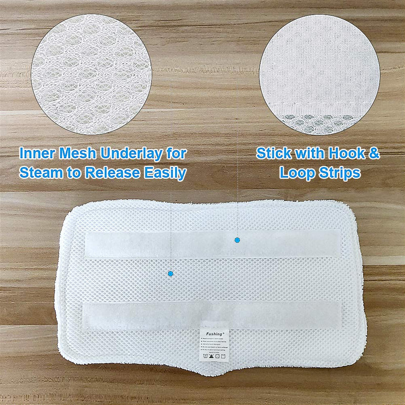 Fushing 7Pcs Steam Mop Pads, Washable Microfiber Cleaning Steamer Replacement Pads for Shark Steam & Spray Mop S3101 S3251 SK460 SK410 S3101n2 S3250 SK435CO SK140 SK141,White White