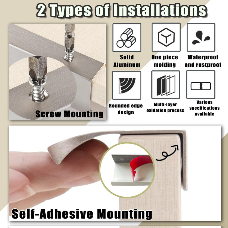 12 Pack Adhesive Edge Finger Tab Pull Self Adhesive Cabinet Handles Aluminium Alloy Concealed Drawer Pulls Drawer Edge pulls Easy To Install and Durable (Silver (12 pcs), 3.15" Overall Length) Silver (12 pcs)