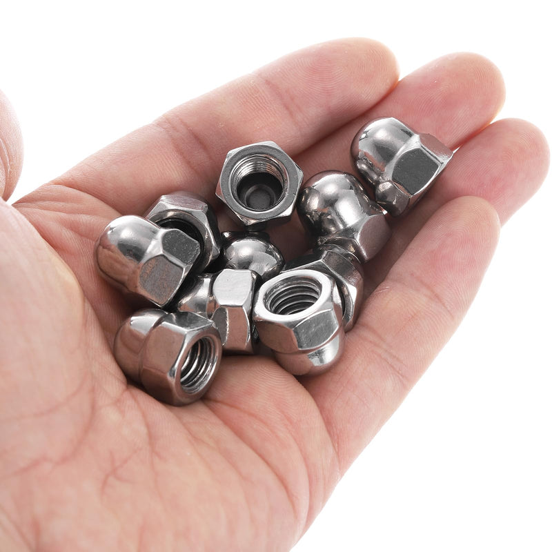 uxcell 3/8"-16 Acorn Cap Nuts, 20Pcs 316 Stainless Steel Dome Cap Head Acorn Nut Hardware Nuts for Bolt Cover, Silvery 20