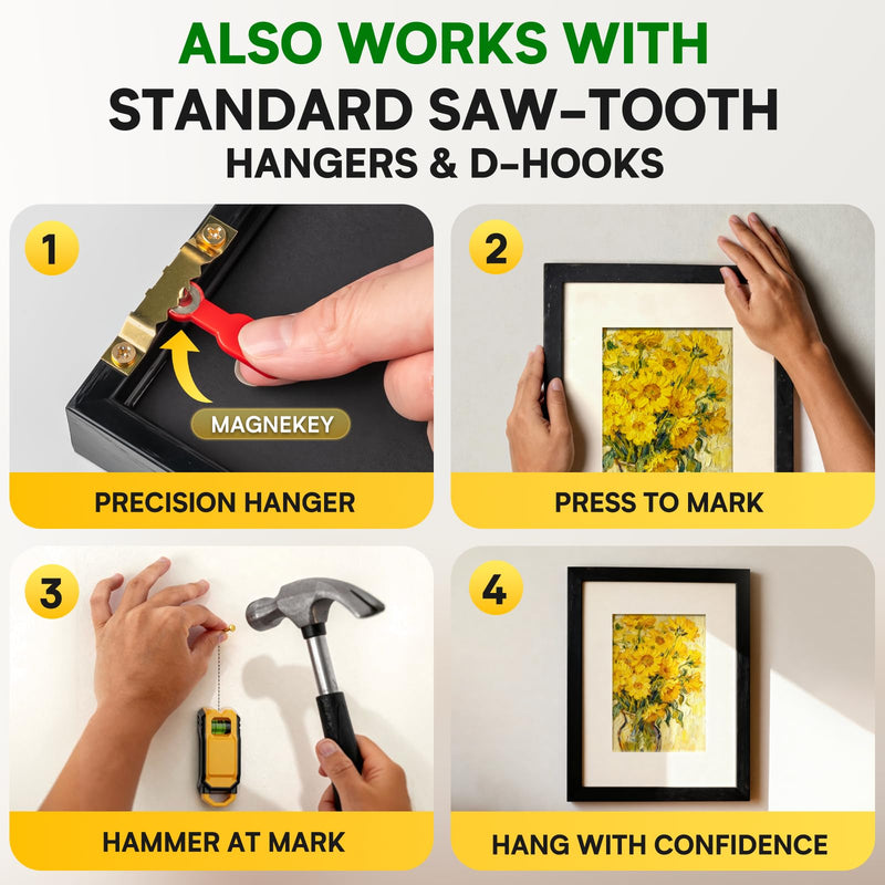 Stud Finder with Picture Hanging Kit - Magnetic Stud Finder Wall Scanner Complete 85 PCS Picture Hangers for Drywall Set with Level & Magnetic Markers