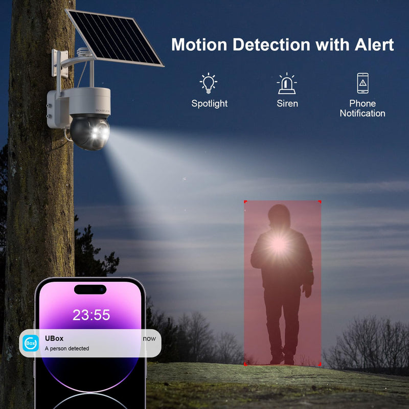 4G LTE Cellular Security Camera No Internet Needed, No WIFI Security Cameras Wireless Outdoor, Solar Camera With SIM Card, PIR Sensor, 360 PTZ, 2K HD Color Night Vision, 2-Way Talk, IP66 Waterproof 4G Solar Security Camera (Black)