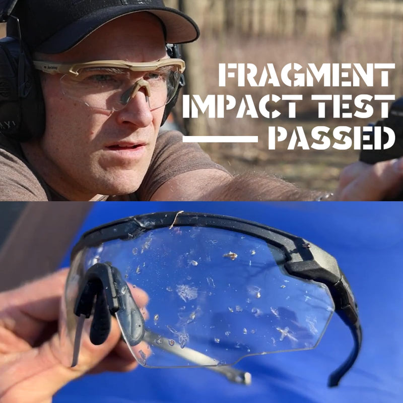 HTS HUNTERSKY Ballistic Tactical Shooting Glasses ANSI Z87+ UV400 Protective Eyewear S57 Black / 3 Colors (Lens / With Headband)